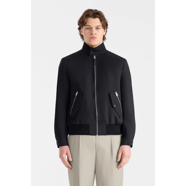 Mackage Royce Wool Gabardine Blouson Jacket in Navy