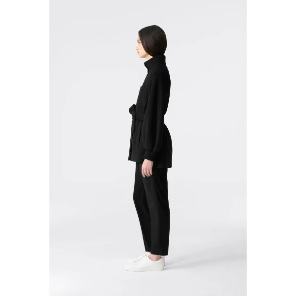 shania double-face wool belted jacket black
