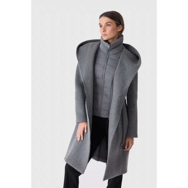 Mackage Shia-SLB 2-In-1 Double-Face Wool Coat in Carbon Mix