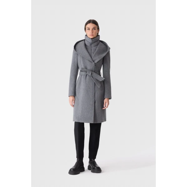 Mackage Shia-SLB 2-In-1 Double-Face Wool Coat in Carbon Mix