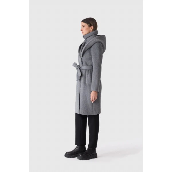 Mackage Shia-SLB 2-In-1 Double-Face Wool Coat in Carbon Mix