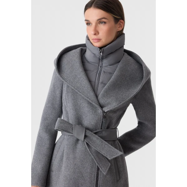 Mackage Shia-SLB 2-In-1 Double-Face Wool Coat in Carbon Mix