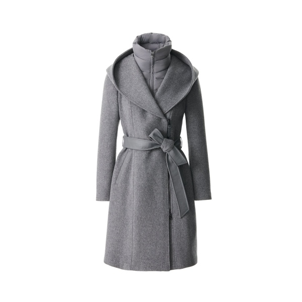 Mackage Shia-SLB 2-In-1 Double-Face Wool Coat in Carbon Mix
