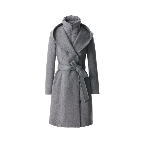 Mackage Shia-SLB 2-In-1 Double-Face Wool Coat in Carbon Mix
