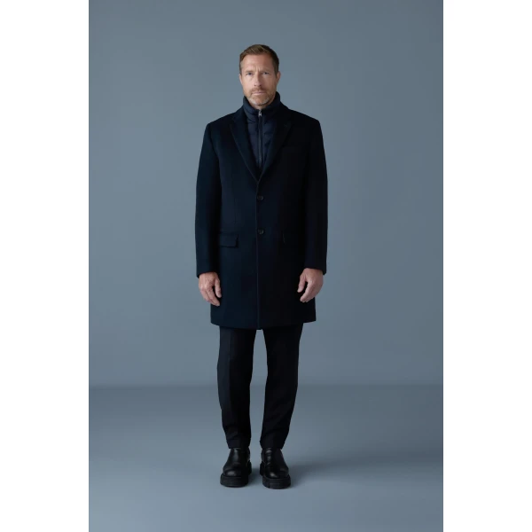 Mackage Skai-SLB 3-In-1 Wool Coat in Navy