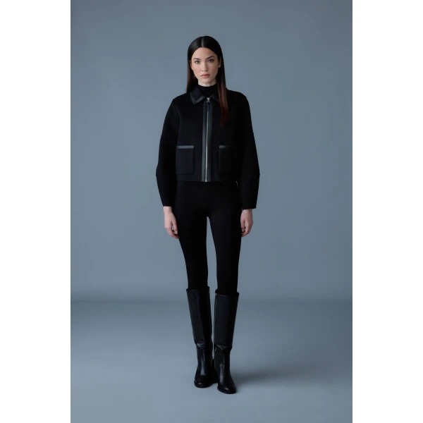 Mackage Solana Double-Face Wool Balloon Sleeved Short Jacket in Black