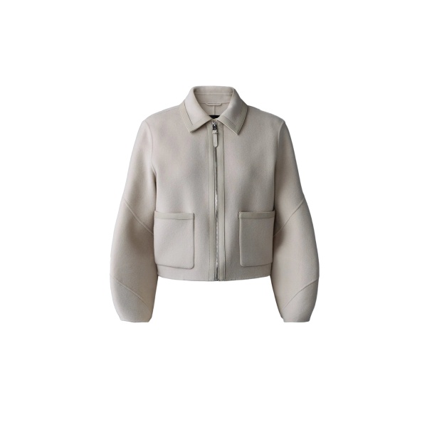 Mackage Solana Double-Face Wool Balloon Sleeved Short Jacket in Trench