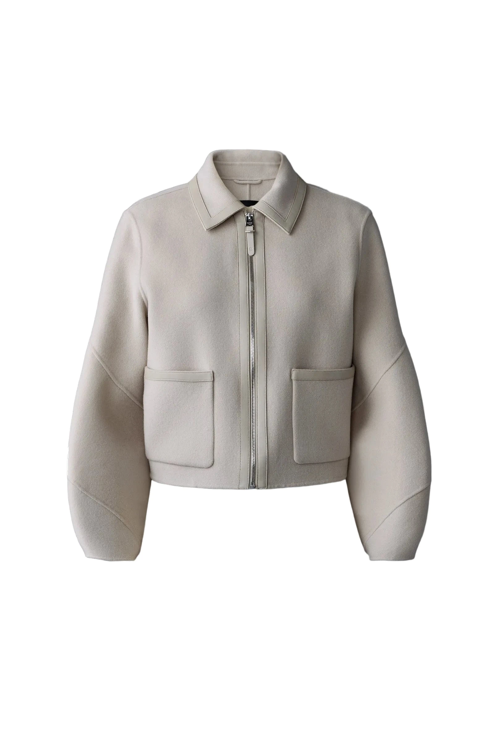 Mackage Solana Double-Face Wool Balloon Sleeved Short Jacket in Trench Mackage Solana Double-Face Wool Balloon Sleeved Short Jacket in Trench