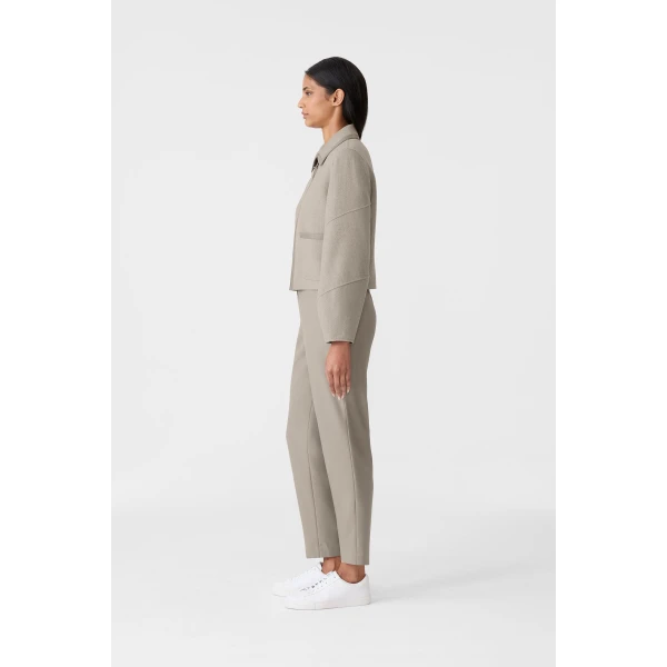 solana-hb double-face herringbone wool balloon sleeved short jacket taupe mix-taupe