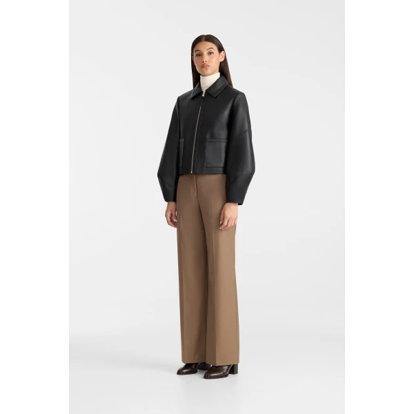 solana-l relaxed fit leather bomber black