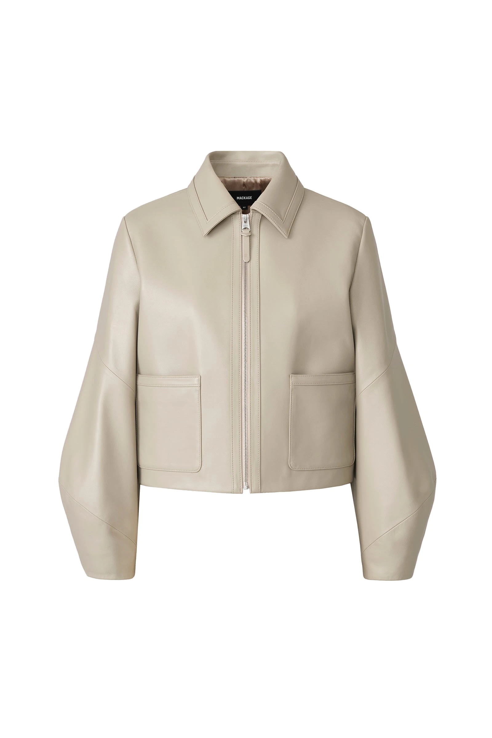 Mackage Solana-L Relaxed Fit Leather Bomber in Taupe mackage solana-l relaxed fit leather bomber