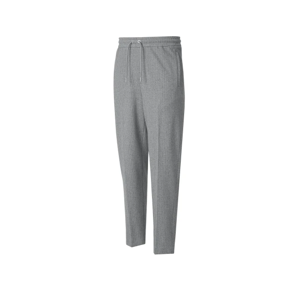 Stanley-K Brushed Knit Pants in Light Grey Mix-Cream