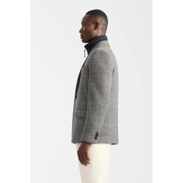 Mackage Sutton-PL Plaid 3-In-1 Wool Coat in Black-Cream