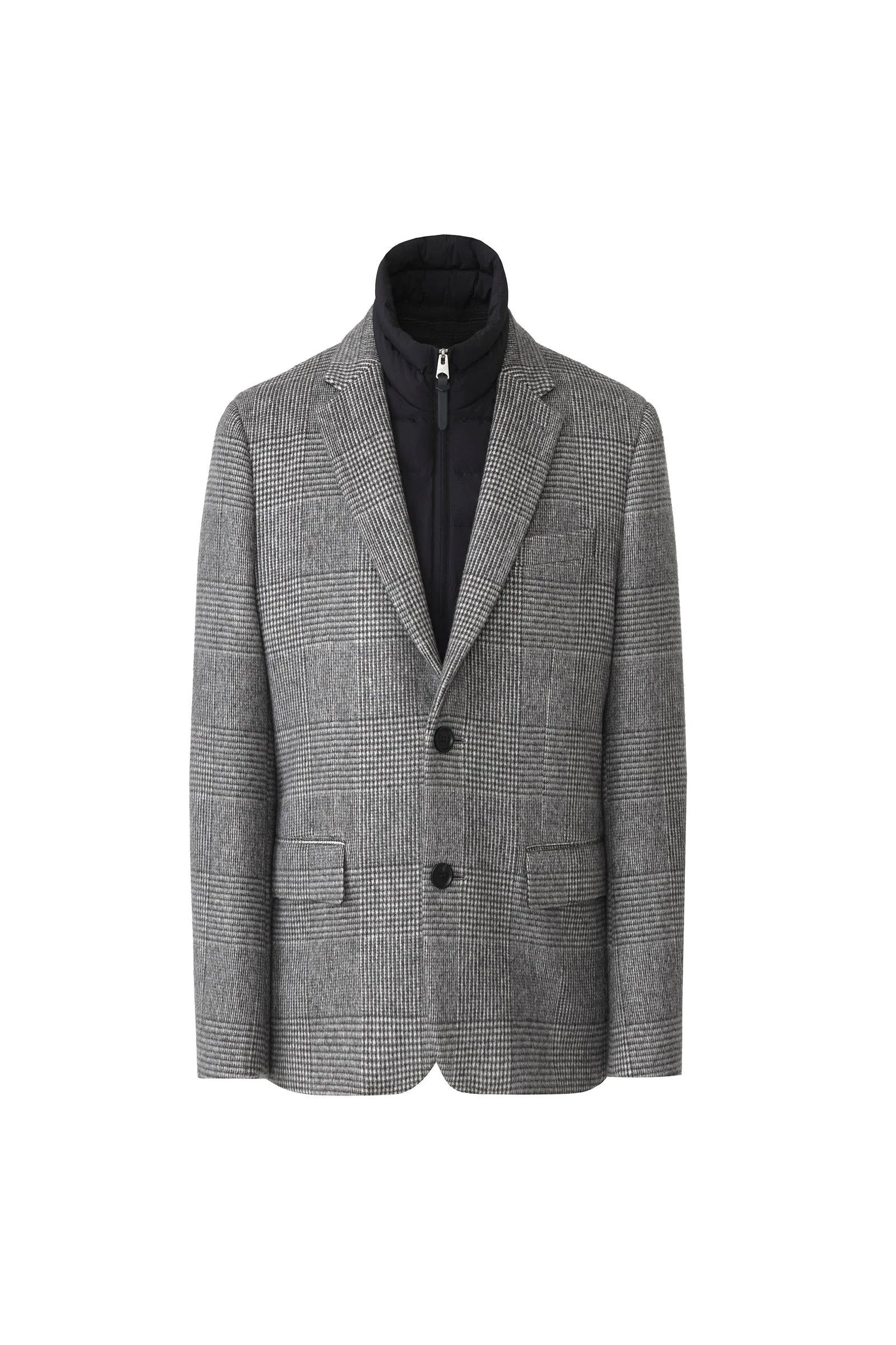 Mackage Sutton-PL Plaid 3-In-1 Wool Coat in Black-Cream Mackage Sutton-PL Plaid 3-In-1 Wool Coat in Black-Cream