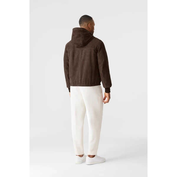 Mackage Sylas-SU Suede Hooded Jacket in Umber