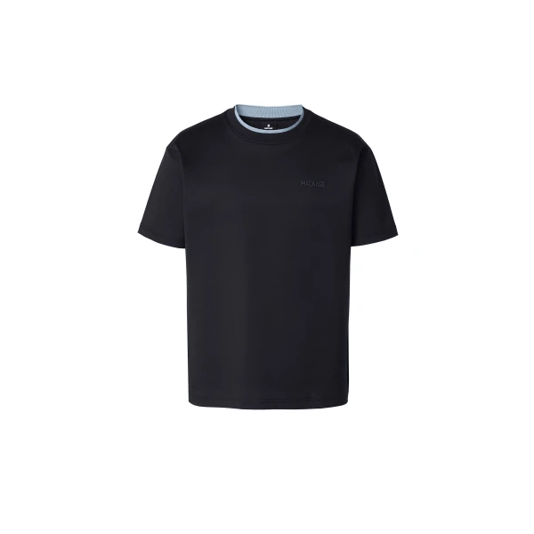 Mackage Tee-MNV Double Crewneck Collar T-Shirt in Navy-Fog Blue