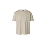 Mackage Tee-MNV Double Crewneck Collar T-Shirt in Taupe-White Mackage Tee-MNV Double Crewneck Collar T-Shirt in Taupe-White