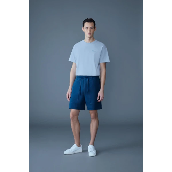Mackage Tee-R Tee-Shirt with MACKAGE Silicone Logo in Fog Blue