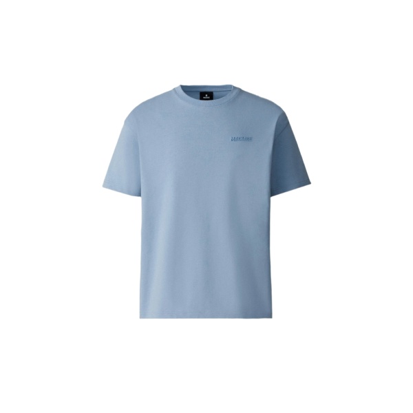 Mackage Tee-R Tee-Shirt with MACKAGE Silicone Logo in Fog Blue