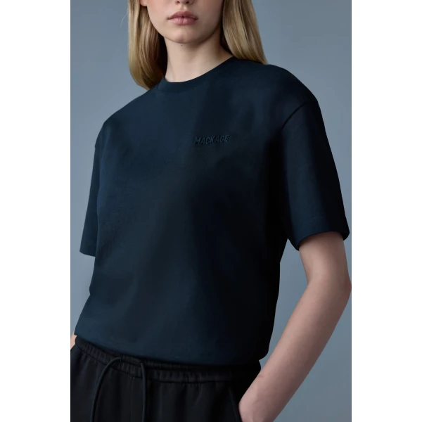 Mackage Tee-R Tee-Shirt with MACKAGE Silicone Logo in Navy