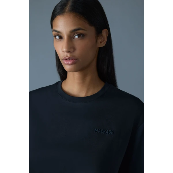 Mackage Tee-W T-Shirt with Mackage Silicone Logo in Navy