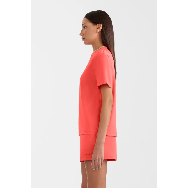 tee-wnv double crewneck collar t-shirt papaya-taupe