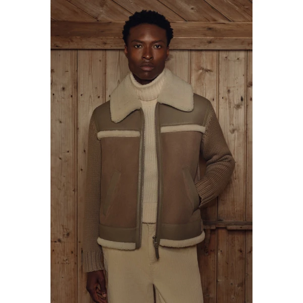 Mackage Torrian Mixed Media Jacket in Truffle-Taupe