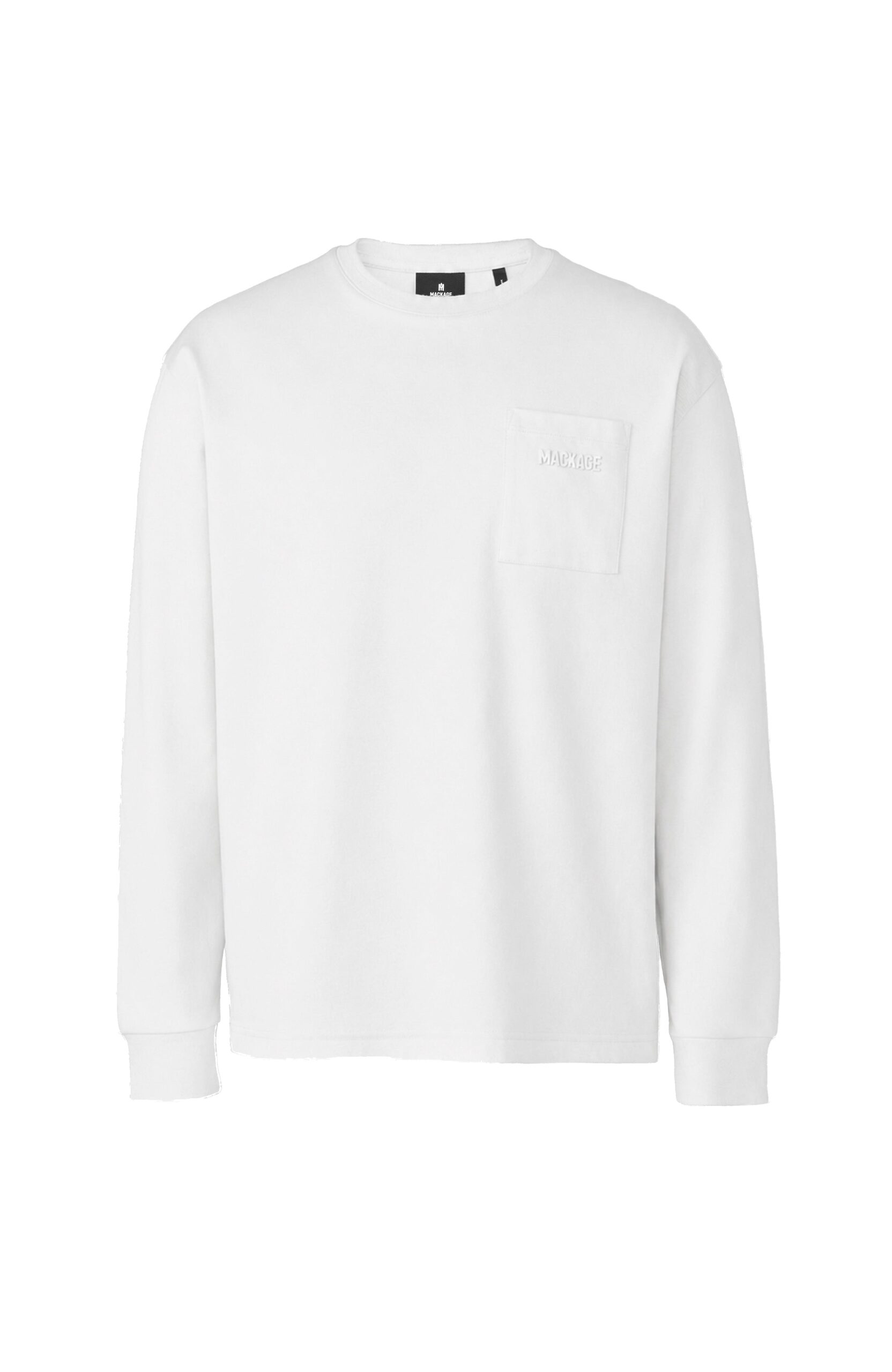 Mackage Trey Long Sleeve Crew Neck T-Shirt in White Mackage Trey Long Sleeve Crew Neck T-Shirt in White