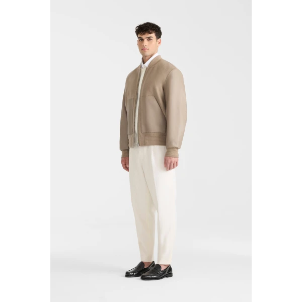 Mackage Tripp Wool Bomber Jacket in Taupe