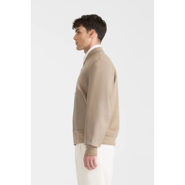 Mackage Tripp Wool Bomber Jacket in Taupe