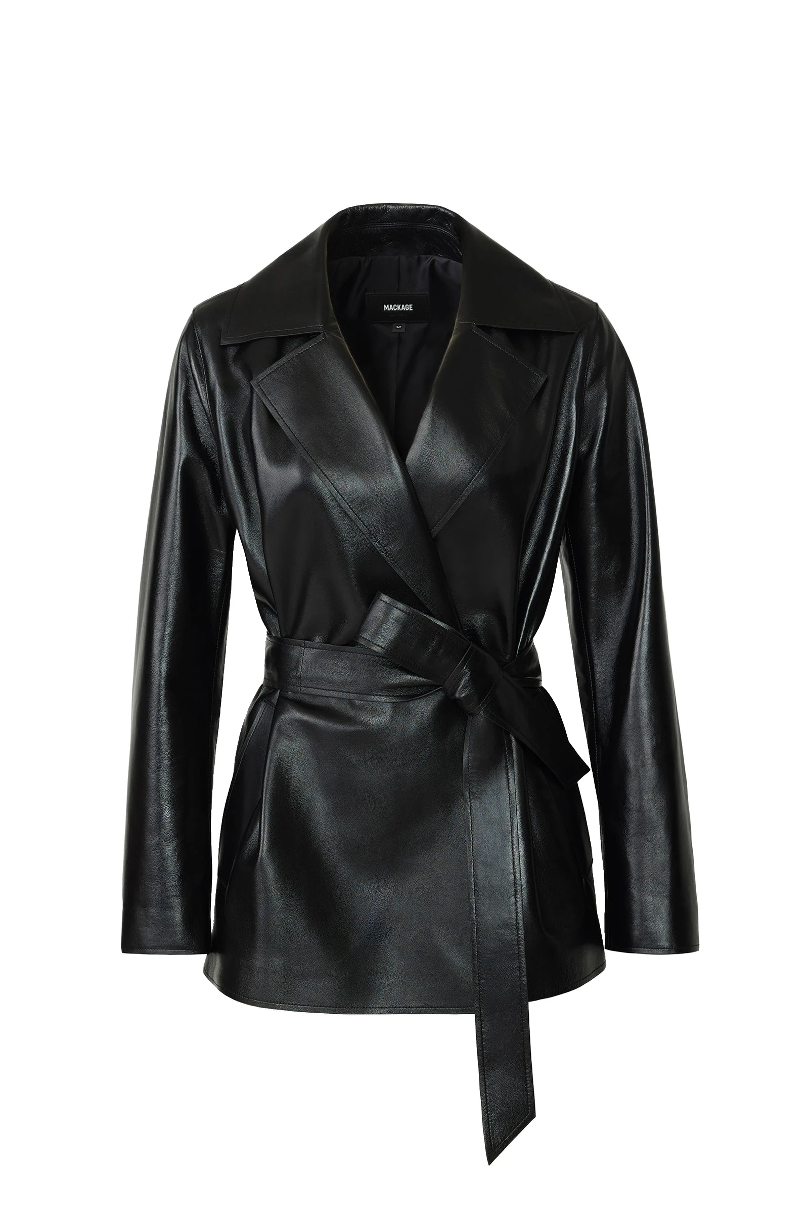 Mackage Vada-PO Leather Wrap Coat in Black mackage vada-po leather wrap coat