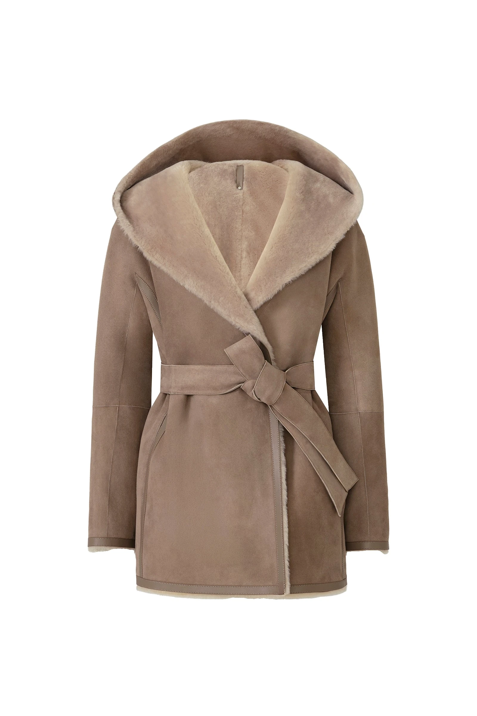 Mackage Valencia Reversible Wrap Coat in Truffle-Taupe mackage valencia reversible wrap coat