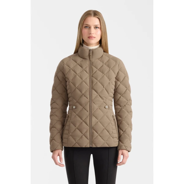 Mackage Vik Diamond Quilted Down Jacket in Truffle Brown