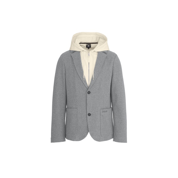 Mackage Wells-K 2-In-1 Brushed Knit Blazer in Light Grey Mix-Cream