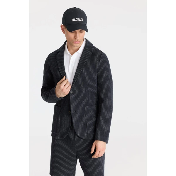 Mackage Wells-K 2-In-1 Brushed Knit Blazer in Navy-Cream