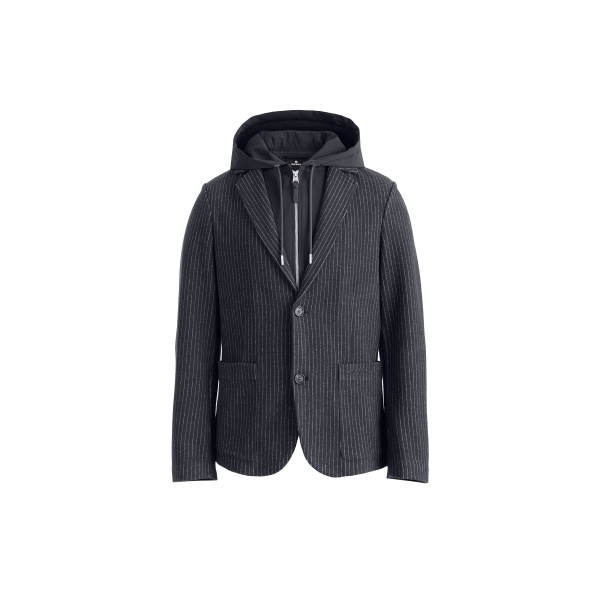 Mackage Wells-K 2-In-1 Brushed Knit Blazer in Navy-Cream