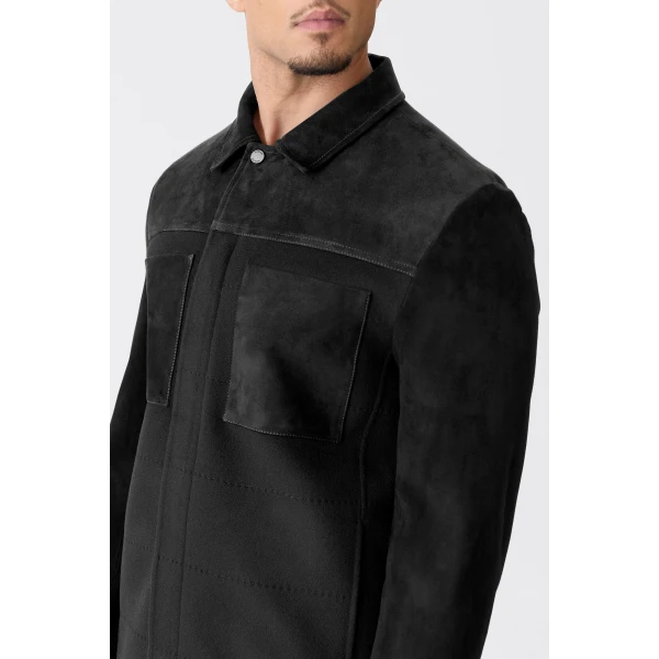 Mackage Wylder Double Face Wool Shirt Jacket in Black-Black