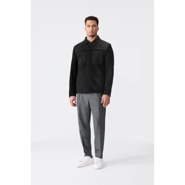 Mackage Wylder Double Face Wool Shirt Jacket in Black-Black