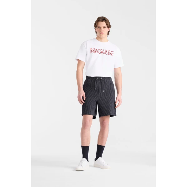 Mackage Zander-K Striped Drawcord Shorts in Navy-Cream