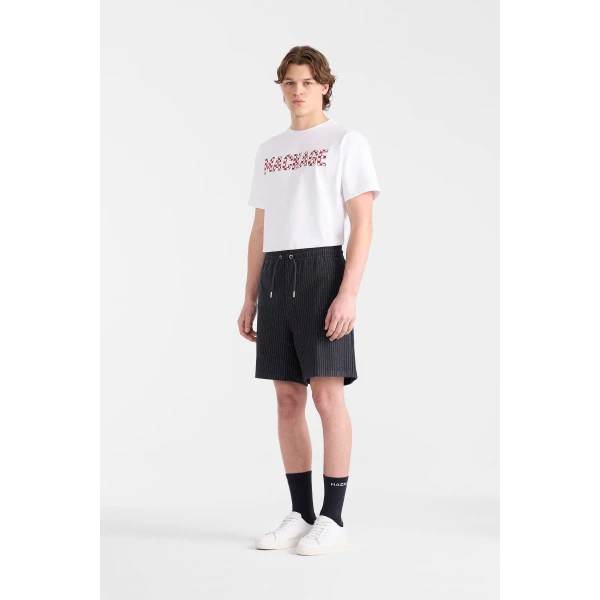 Mackage Zander-K Striped Drawcord Shorts in Navy-Cream