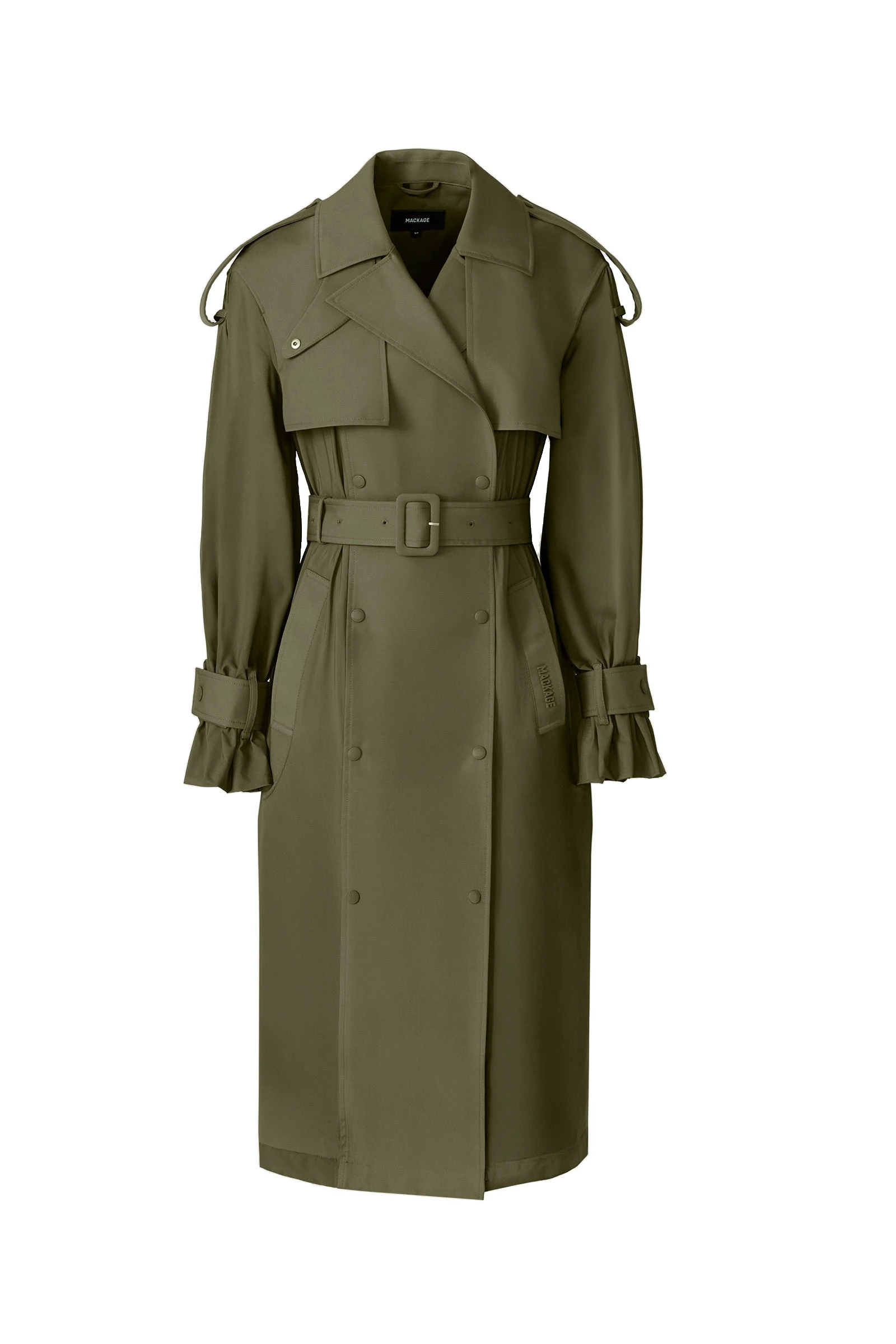 Mackage Zonomi Lightweight Trench Coat in Light Military mackage zonomi lightweight trench coat
