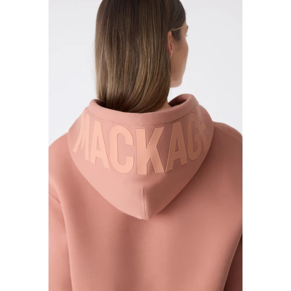 Mackage Zosia Double-Face Jersey Logo Hoodie in Muted Clay