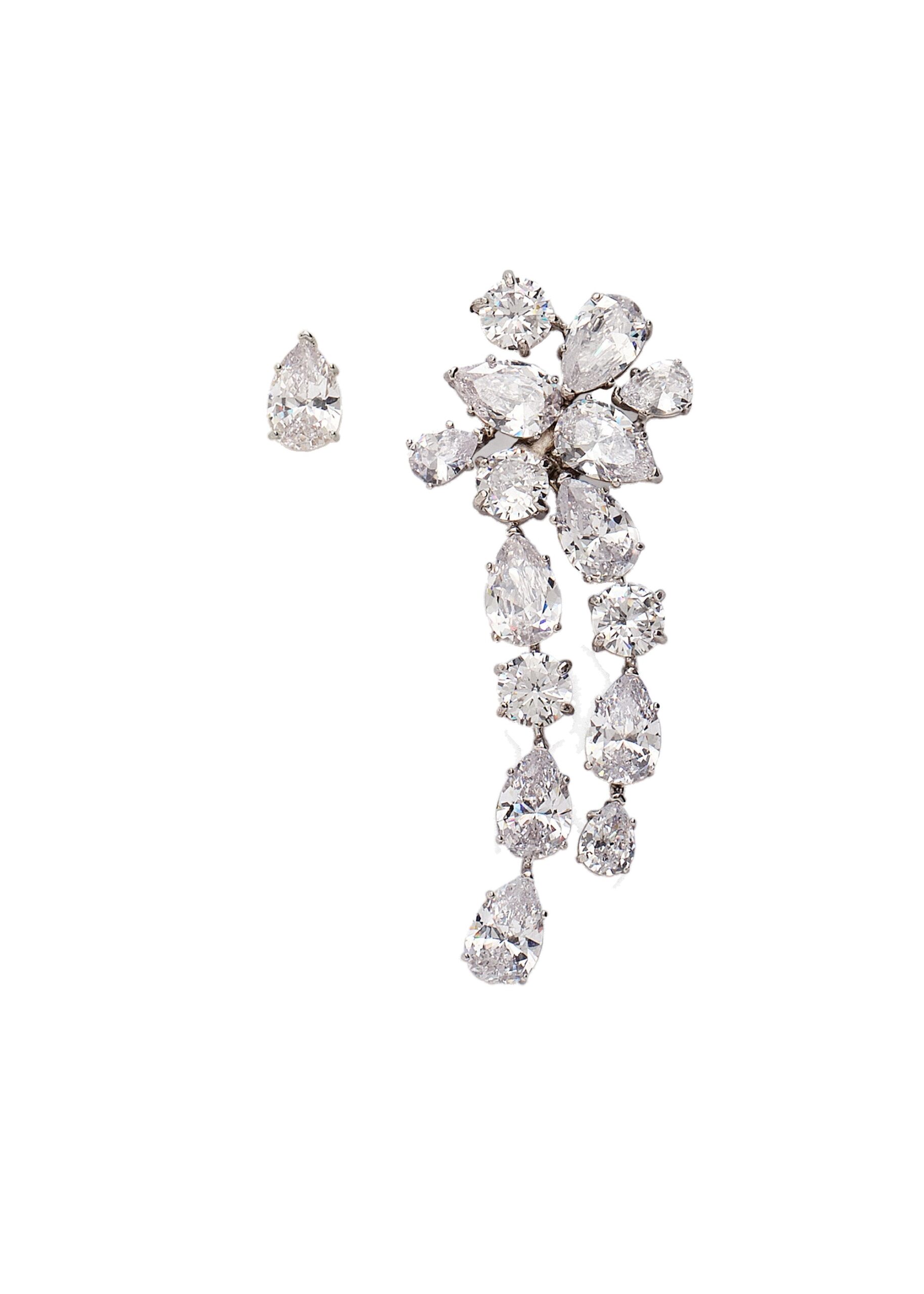 Magda Butrym Asymmetric crystal cascade earrings in silver | Jewelry | Luxury Shoes Magda Butrym Asymmetric crystal cascade earrings in silver