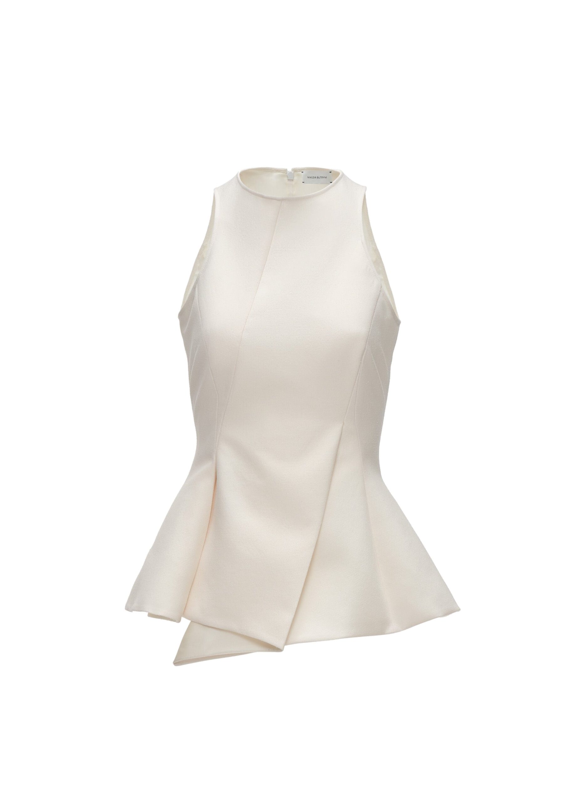 Magda Butrym Asymmetric sleeveless top in cream | Tops | Luxury Shoes Magda Butrym Asymmetric sleeveless top in cream