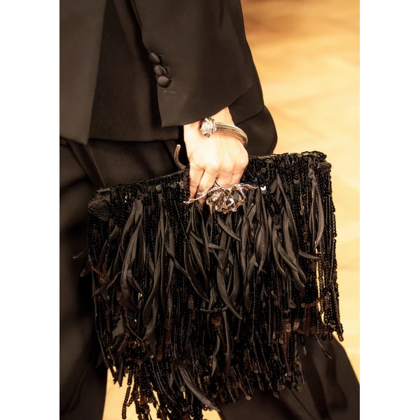 Magda Butrym Bracelet sequin bag in black satin, view 6
