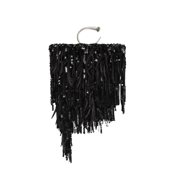 Magda Butrym Bracelet sequin bag in black satin