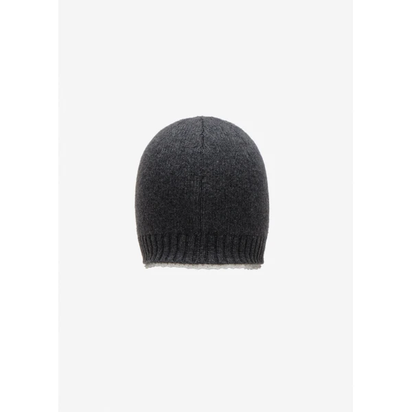 Magda Butrym Cashmere crochet-trim beanie in dark grey, view 2