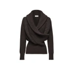 Magda Butrym Cashmere draped shawl-collar sweater in grey