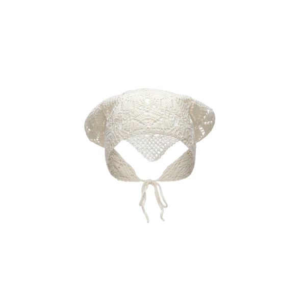 Crochet headscarf in cream