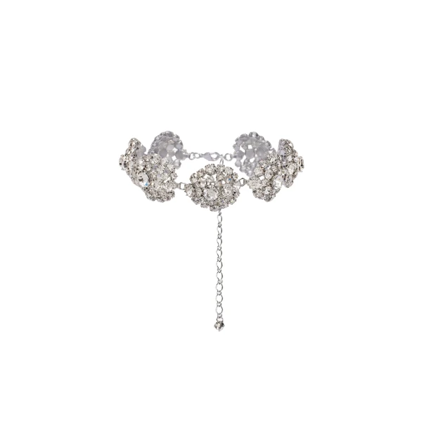 Crystal cluster choker in silver